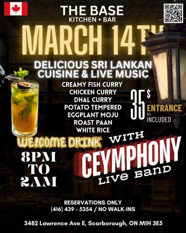 Sri Lankan Cuisine & Live Music Night with Ceymphony